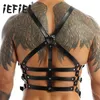 Belts Mens Nightclub Sexy Party Body Chest Harness Buckle PU Leather Punk Gothic Metal O-Ring Haler Shoulder Belt2908