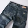 Jeans maschile design vintage italiano jeans maschi di colore scuro pantaloni in cotone in cotone pantaloni strappati jeans per uomo jeans classici di moda homme j231222