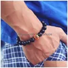 Pulsera de 10 mm de 10 mm Pulseras para hombres Béisbol Baseball Basketball Rugby Turquoise Beads Round Beads Regalos de Sports Fashion Na Dhmit