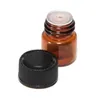 100pcs / boîte en papier 1 ml 2 ml Amber Mini Bouteilles en verre Affichage d'huile essentielle Vial 1cc 2cc Small Perfume Brown Sample Container Livraison gratuite DFFL