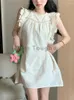 Casual Dresses Summer Floral Cute Dress Women Designer Hook Flower Hollow Fit Mini Female Korean Fashion Strappy Loose Holiday 2023