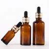 Empty Pipette Essential Oil Amber Glass Serum Bottle Wholesale Tincture Dropper Bottles with NEW Gold Lids Btnev