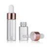 Bouteille de compte-gouttes en verre transparent 1 ml 2 ml 3 ml 5 ml avec nouvelle bouteille d'huile de verre à bonnet en or rose Eqxrn