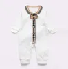 Spring Autumn Baby Boys Plaid Rompers Lovely Newborn Long Sleeve Jumpsuits With Bowknot Toddler Turn-Down Collar Onesies Infant Clothing Babies Romper