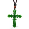 Certifierad 100% naturlig Hetian Afghan Jade Carved Cross Pendant Necklace Charm smycken smycken Amulet Lucky229e