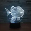 Art Deco Fish 3D LED Night Light 7 Color Touch Switch Led Lights Plastic Lampshape 3D USB Powered Night Light Atmosphere Novelty L219C