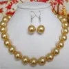 Collier de perle de 10 mm jaune naturel de 10 mm 18 '' Set 307y