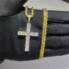 輝くダイヤモンドストーン十字架クロスペンダントネックレスステンレススチールジュエリープラチナメッキメッキ女性女性ギフトジュエリーネックレス