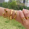 18k Gold Color Cable Wire Round Charm Cuff Bracelet for Women Unisex Stainless Steel Love Bangle Sets Classic Jewelry 231221