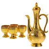 Wine Glasses Turkish Coffee Pot Set Vintage Jug Exquisite Golden Decanter Altar Cups Holy Water