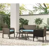 Set da giardino nave da USA Fast Ups 4 pezzi Gruppo di sedili di divano Rattan con cuscini Outdoor Ratten WF190610aac Delivery Delivery Home Furni Dhdq6