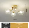 Longree Nordic Bubble Ball Revolving Glass Ceiling Lights Fixture 4-Light Gild Brass Clear Blown Glass Small Chandelier for Bedroom Study Bathroom