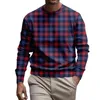 Heren t shirts t-shirt herfst/winter plaid geprinte lange mouwen sportshirt buitenshuis losse print kleding