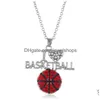 Подвесные ожерелья New I Love Volleyball Ожерелья Crystal Letter Heart Basketball Football Sense Chains for Women Fashion Sport DHWV4