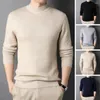 Maglioni maschili polsini a coste maglione autunno inverno inverno colletto a metà alto colore a colori sottili slim fit pullover morbido artigiano calda morbido