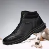 Bottes Men's Snow Real Cuir Nice Boot Chaussures CHEUR FURS HIVERE HIVER Plus taille 37-47