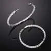 5mm Round Flashing Luxury Moissanite Diamond Hoop Earrings Real 925 Sterling Silver Party Wedding Earrings for Women Bridal Engagement Jewelry