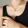 Hänge halsband kvinnor älskar kedja pärlhalsband titanium stål guld pläterad ins stil modeparty närvarande för flickor smycken grossist
