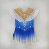 Figure Skating Dress Girls Teens Blue Gradient Ice Skating Dance Skirt Quality Crystals Dancewear Ballet Performance
