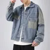 Men's Jackets Fall Men's Oversized Denim Jacket Lapel Large Pockets Fashion Stitching Crafts Korean Quality Male Jeans