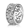 Nouvelle anneau en argent sterling 925 feuilles chatoyantes épaisses d'épaisseur élégante étincelle cœurs doubles anneau de flocon de neige pour femmes bijoux