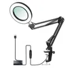 Lampes Lampes de table Lampe à pince flexible avec loupe 8x Bras pivotant en verre LED à intensité variable Lampe de bureau 3 modes de couleur