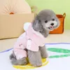 Собачья одежда густая ткань для домашних комбинезон Стильный зимний милый мультфильм-рисунок флисовой пижамы для собак теплый четырехлетный наряд маленький