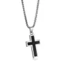 Pendant Necklaces Classic Cross Carbon Fiber Men's Necklace Stainless Steel Charm Chain Link 24Inch Religious Accessories335g