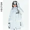 VECTOR Women's Warm Ski Suit Hooded Women's Men's Waterproof Windproof Reflective Ski Snowboard Jacket Outdoor Clothing 231221