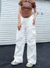 Women's Pants Spring Summer Retro White Cargo Women Vintage 90s Aesthetic Loose Brown Parachute Trousers Female Hippie Wide Pockets