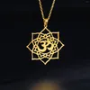Colares pendentes de lótus lotus om yoga chakra símbolo colar de aço inoxidável budismo amuleto para mulheres jóias da moda