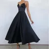 Lässige Kleider reine Farbe Hossport Big Swing Formale Kleid Wepbel hohe Taille Maxi Frauen Große feste Camis