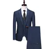 Spring Mens Business Suit Casual Jacket Work Formele Plaid Groomsmen Bruidegom Dress Blazers Coat broek Vest 3 -delige set 231221