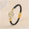 Chain Link Bracelets 6 Style High Quality St. Jude Bracelet Simple Leather Rope Stainless Steel Bangle For Woman Man Daily Wear Reliu Dhely