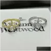 Band Rings Designer Viviene Westwood 23 Yeni Batı İmparatoriçe Dowager Cross Zircon Ring Light Lüks INS Basit Kişilik FL Diamond DHPRX