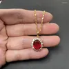 Chains Exquisite 24K Gold Plating Red Zircon Crystal Jade Pendant Necklace For Ladies Wedding Engagement Jewelry Gifts Wholesale