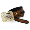 Belts Big Alloy Buckle Golden Horse Leather Belt Cowboy Leisure For Men Floral Pattern Jeans Accessories Fashion248x