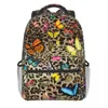 Backpack Funky Leopard Print Women Men Pink Black Spots Backpacks Polyester Cute School Bags Travel Designer Rucksack