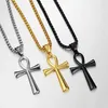 SM 25 43 mm Donne Collana a croce maschile 316L Acciaio inossidabile Gesù Ankh Pendant ROLO Gioielli Gold Gold Silver Black 3mm 24172S