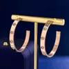 مسمار Hoop Huggie Hoop أقراط مصمم المجوهرات Titanium Steel 18K Rose Gold مع Daimonds Love Congring for Women Hoops Fashion Studs C