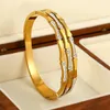 FlashBuy Inlaid Crystal Zircon Heart Bamboo Stainless Steel Bangles Bracetet