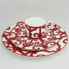 Bone China Dinner Plate Spanish Red Grid Dish Art Design Plate Nrowers Set 201217181z