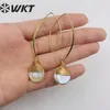 Orecchini a pensione WT-E542 WKT WKT Natural Orecchino di perla d'acqua dolce a forma rotonda a forma di gioielleria da sposa.