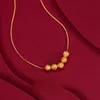 Chokers reine 24k Gold Farbe Gefrierte Glücksperlen Halsketten Kette für Frauen Mädchen Goldener Chocker -Ketten Hochzeit fein Schmuck Geschenke nicht verblassen 231222