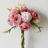 Fleurs décoratives Hortensia Roses Bouquet de mariée durable pour vase Balcone Art Craft Home Decor atmosphère fausse pivoine artificielle