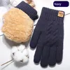 Wholesale Fleece Lined Fashion Warm Black Cable Knitted Winter Touch Screen Gloves 231222