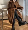 M * AX M Coat Silhouette Teddy الجسيمات الألباكا معطف القص للطول المتوسط ​​للسيدات