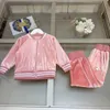 Kinder Mäntel Kinder Tracksuits Kinder Kleidung Schöne rosa Samt Material Baby Kleidung Boy Jacke Anzug Größe 110-160 Reißverschlussmantel und Hosen