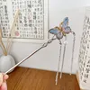 Hair Clips Metal Butterfly Tassel Sticks Women Chinese Vintage Bun Updo Hairpins Pin Clip Headwear Accessories