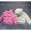 "Barn huva ner jacka - varm och bekväm barnrock för flickor och pojkar, 100% gås ned fyllning, rosa och vitt, lyxigt mode"